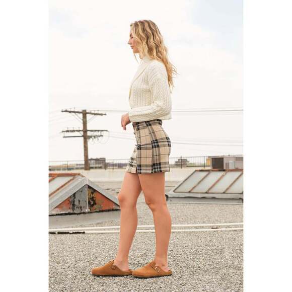 PLAID PRINT MINI PENCIL SKIRT WITH SIDE SLITS - Picture 8 of 9